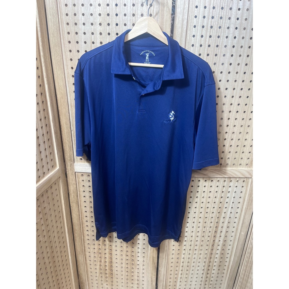 Fairway & Greene Tech Men Blue St Albans Golf Polo Shirt Size Large Short Sleeve
